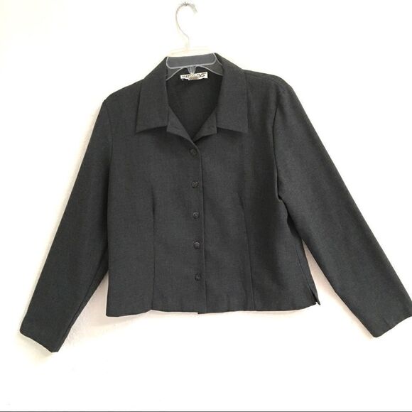 Vintage Briggs gray button front Corpcore twill blazer 12 - Picture 4 of 12